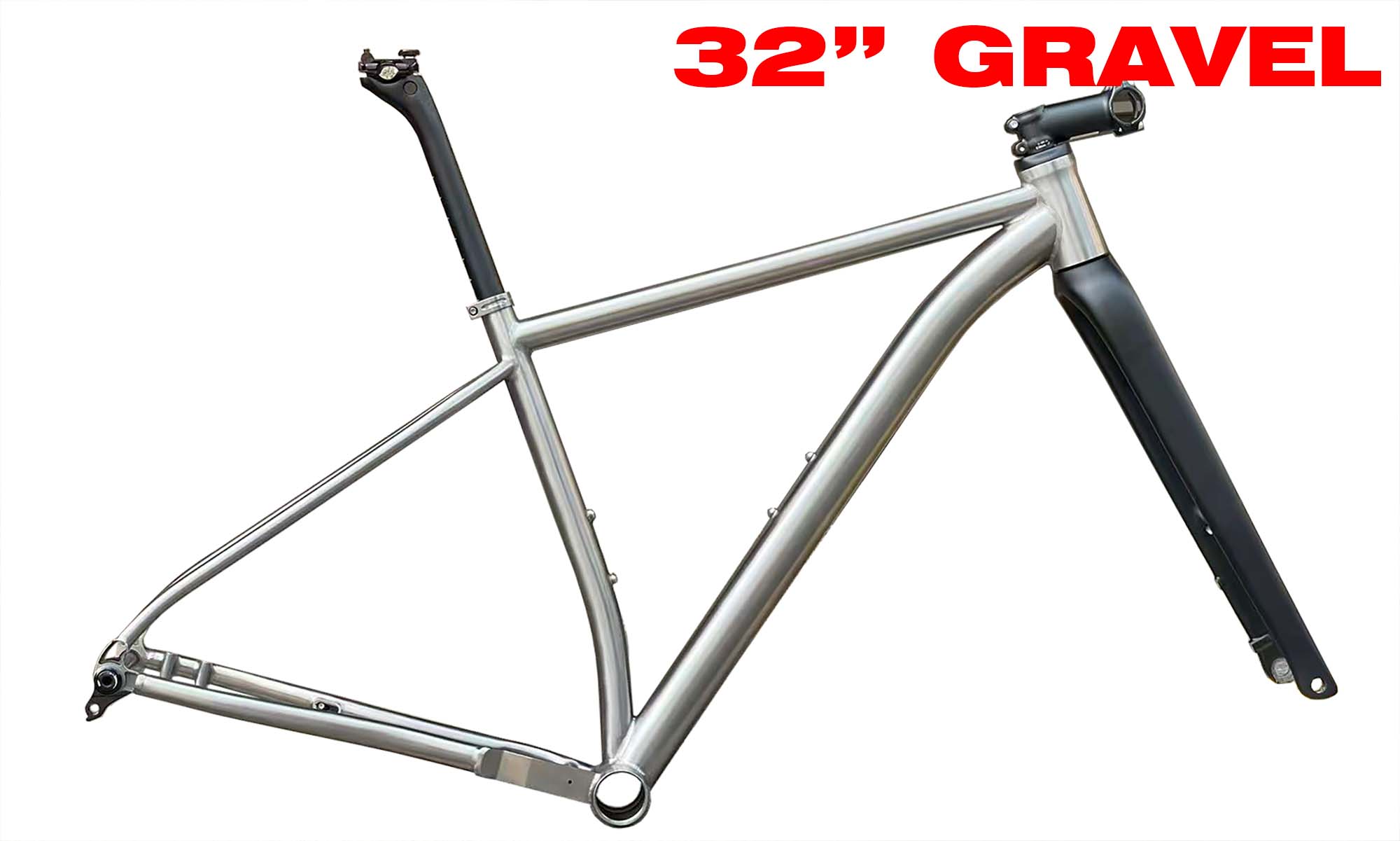 TI-32"Gravel titanium bike frame, view 2